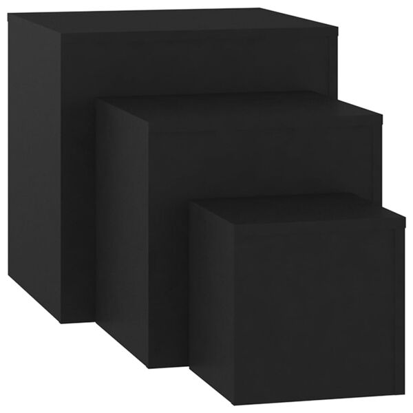 vidaXL Side Tables 3 pcs Black Engineered Wood