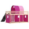 vidaXL Bunk Bed without Mattress with Slide and Curtains Pink 90x190 cm Single