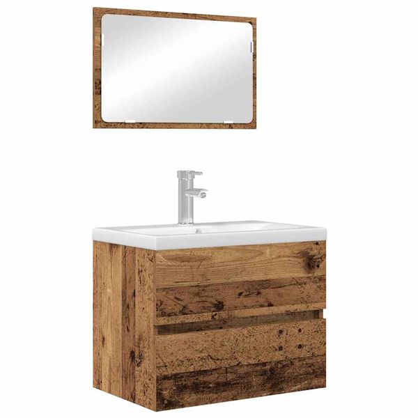 vidaXL Bathroom Furniture Set 2 pcs Old Wood 57 x 37 x 45 cm