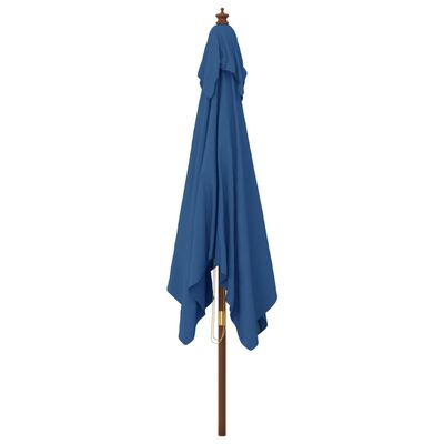 vidaXL Garden Parasol with Wooden Pole Azure Blue 300x300x273 cm