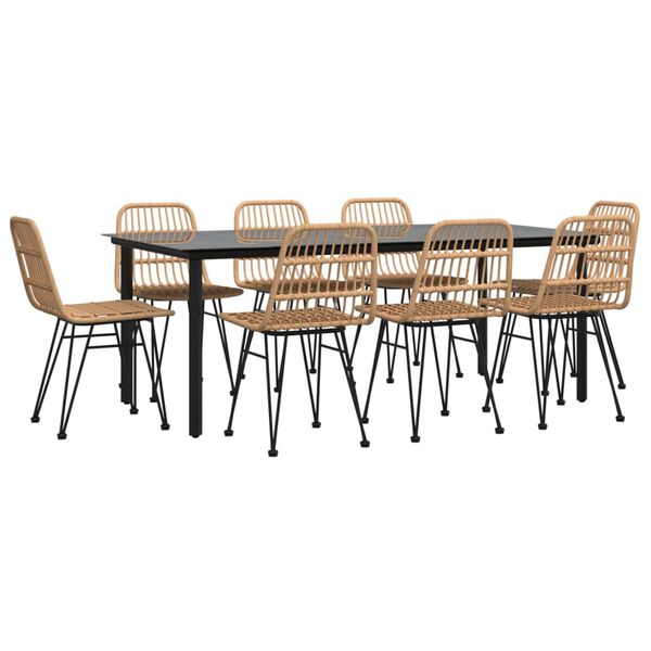 vidaXL 9 Piece Garden Dining Set Poly Rattan