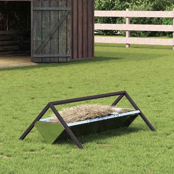 vidaXL Livestock Feeding Trough Silver 111 x 76 x 38 cm