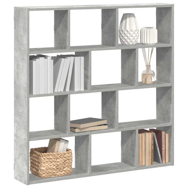 vidaXL Wall Cube Shelf 12 Compartments Concrete Grey Engineered Wood