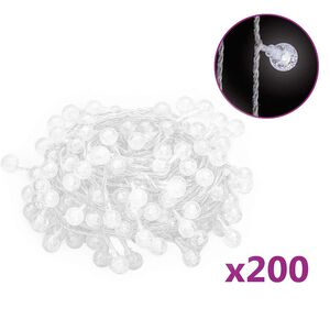vidaXL Globe Fairy String Lights 20m 200 LED Cold White 8 Function