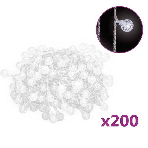 vidaXL Globe Fairy String Lights 20m 200 LED Cold White 8 Function