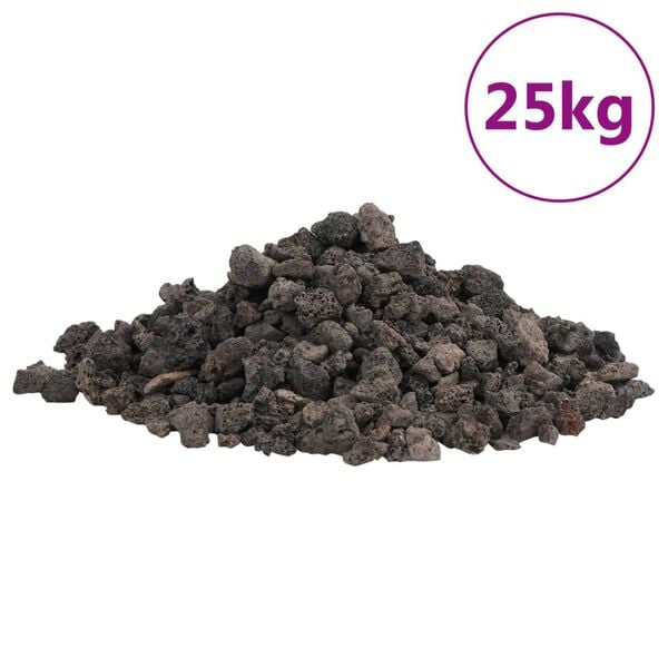 vidaXL Volcanic Rocks 25 kg Black 1-2 cm