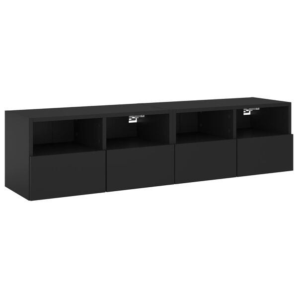 vidaXL TV Wall Cabinets 2 pcs Black 60x30x30 cm Engineered Wood