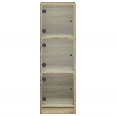 vidaXL Highboard with Glass Doors Sonoma Oak 35x37x109 cm
