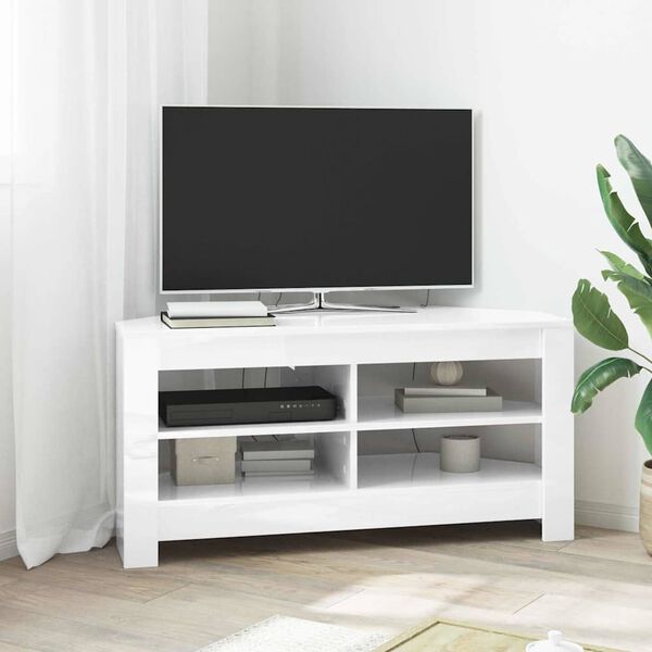 vidaXL Corner TV Cabinet High gloss White 102 x 40.5 x 45 cm