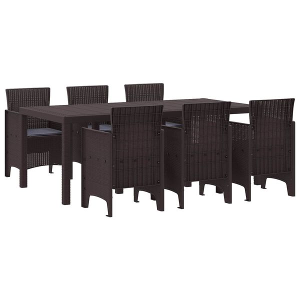vidaXL Garden Dining Set 7 pcs Brown Polypropylene