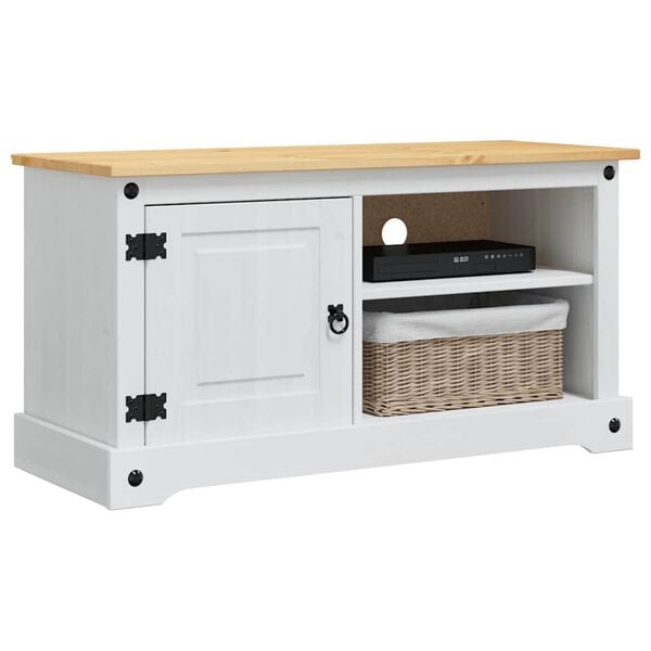 vidaXL TV Cabinet Corona White 100 x 40 x 52 cm Solid Pine Wood