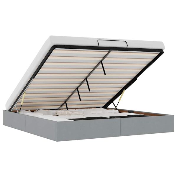 vidaXL Ottoman Bed Frame without Mattress Light Grey Super King Fabric