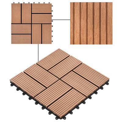 vidaXL 11 pcs Decking Tiles WPC 30x30 cm 1 sqm Brown