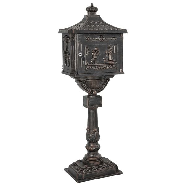 vidaXL Standing Mailbox Bronze 42.5 x 29.5 x 117 cm Cast Aluminum