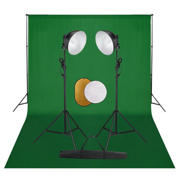 vidaXL Photo Studio Kit with Lights. Backdrop and Reflector