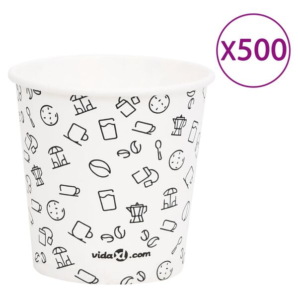 vidaXL Coffee Paper Cups 120 ml 500 pcs White and Black