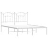 vidaXL Metal Bed Frame without Mattress with Headboard White 140x200cm