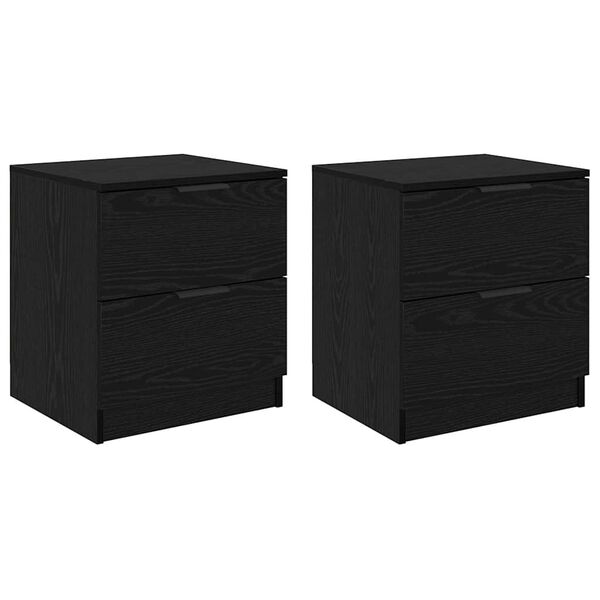 vidaXL Bedside Cabinet 2 pcs Black Oak 45 x 39 x 50cm Engineered Wood