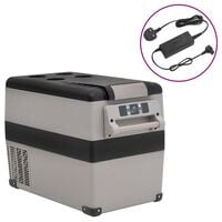 vidaXL Cool Box with Handle and Adapter Black and Grey 45 L PP & PE