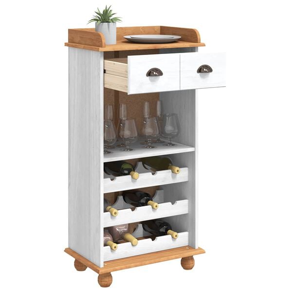 vidaXL Wine Cabinet ASKIM White with Honey Top 57 x 37 x 114 cm