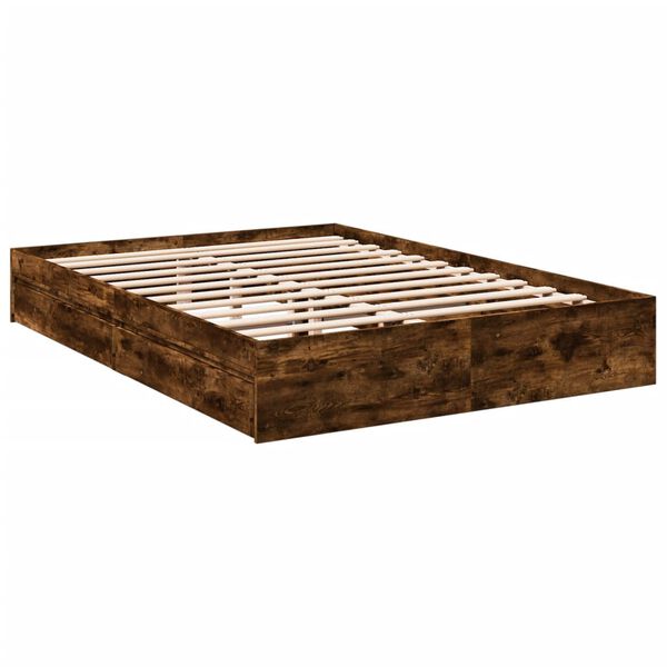 vidaXL Bed Frame with Drawers without Mattress Smoked Oak 160x200 cm