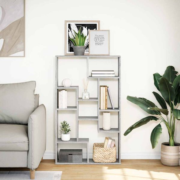vidaXL Bookcase Grey Sonoma 72x20x120.5 cm Engineered Wood