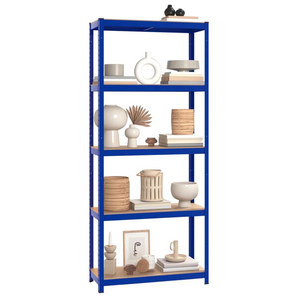 vidaXL 5-Layer Shelves 3 pcs Blue Steel&Engineered Wood