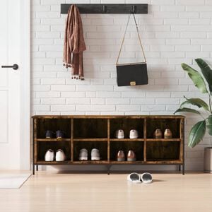 vidaXL Shoe Cabinet Smoked Oak 131x35x50 cm Engineered Wood