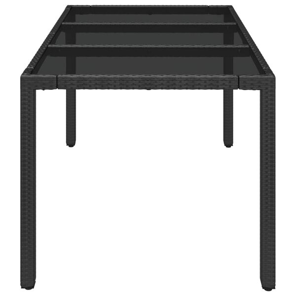 vidaXL Garden Table with Glass Top Black 150x90x75 cm Poly Rattan