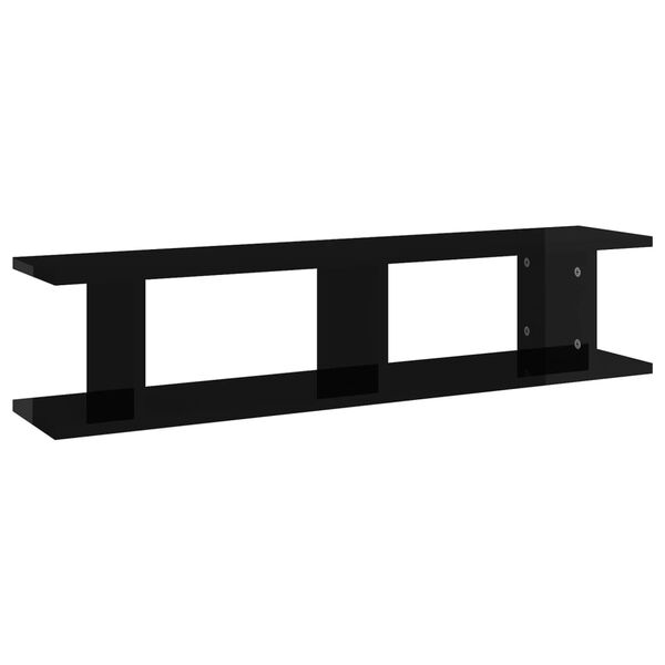 vidaXL Wall Shelf 2 pcs High Gloss Black 90x18x20 cm Engineered Wood