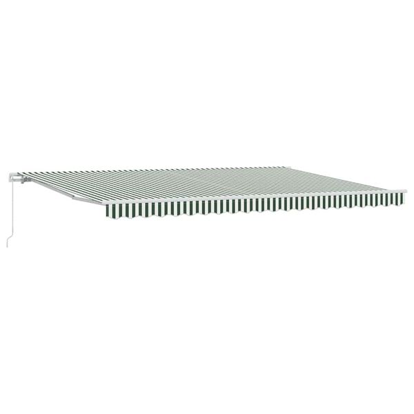 vidaXL Retractable Awning Retractable Green and White 500 x 300 cm