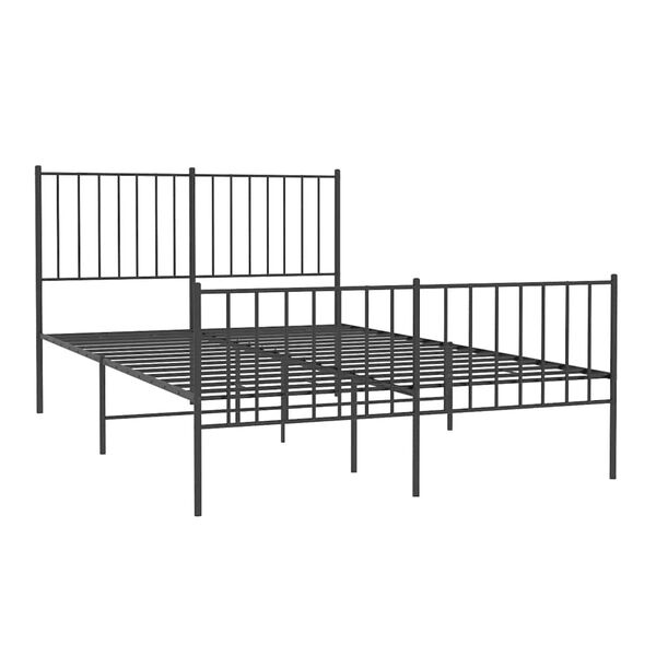 vidaXL Metal Bed Frame without Mattress with Footboard Black 120x200cm