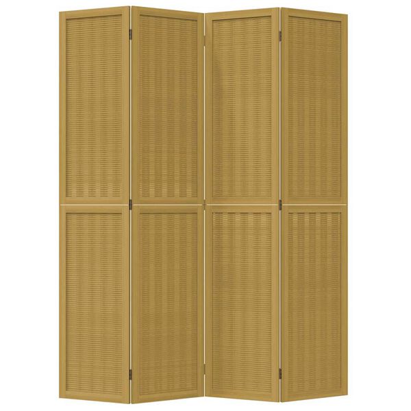 vidaXL Room Divider 4 Panels Brown Solid Wood Paulownia