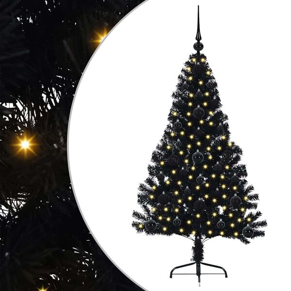 vidaXL Artificial Pre-lit Christmas Tree Black 120 cm PVC