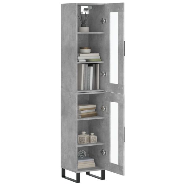 vidaXL Highboard Concrete Grey 34.5x34x180 cm Engineered Wood