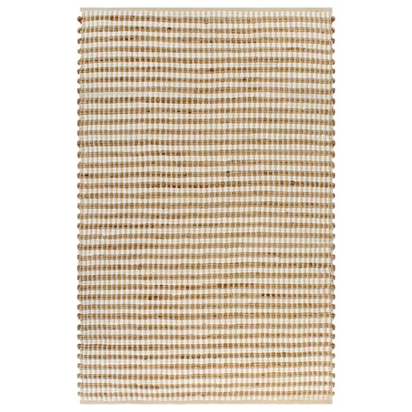 vidaXL Hand-Woven Jute Area Rug Fabric 120x180 cm Natural and White