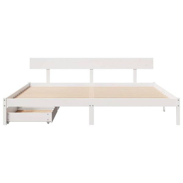 vidaXL Bed Frame without Mattress White 180x200 cm Super King Solid Wood Pine