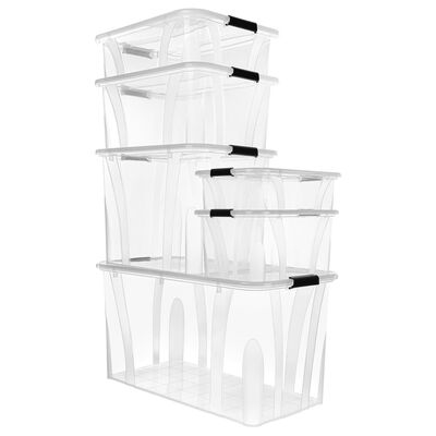 vidaXL Storage Boxes with Lids 2 pcs Transparent 14 L