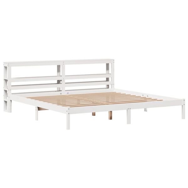 vidaXL Bed Frame without Mattress White 180x200 cm Super King Solid Wood Pine
