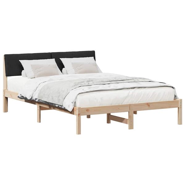 vidaXL Bed frame Brown and black 150 x 200 cm Solid pine wood