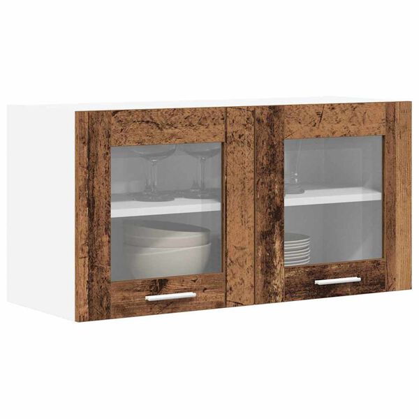 vidaXL Hanging Cabinet with Storage Old Wood and White 80 x 31 x 40 cm