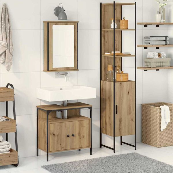vidaXL Bathroom Furniture Set 3 pcs Artisan Oak Engineered Wood