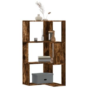 vidaXL Corner Bookcase 3-Tier Smoked Oak 50x50x102 cm Engineered Wood