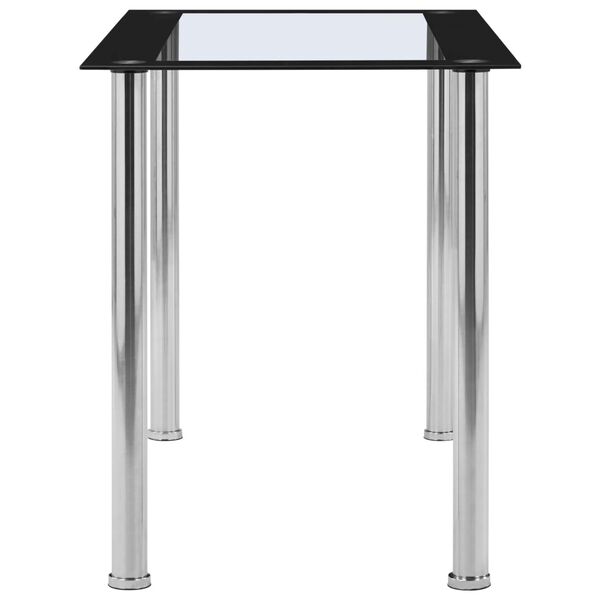 vidaXL Dining Table Black and Transparent 120x60x75 cm Tempered Glass