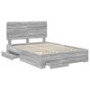 vidaXL Bed Frame with Drawer Grey Sonoma 140 x 200 cm Engineered Wood