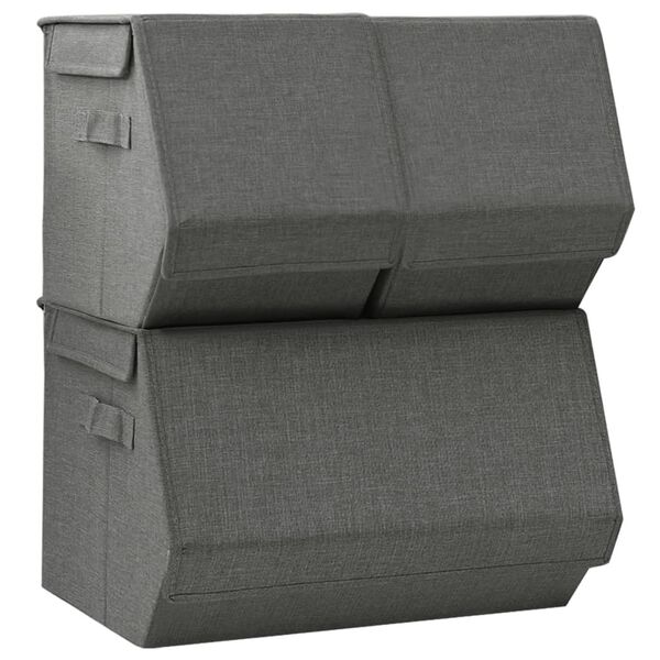 vidaXL Stackable Storage Box Set of 3 Pieces Fabric Anthracite