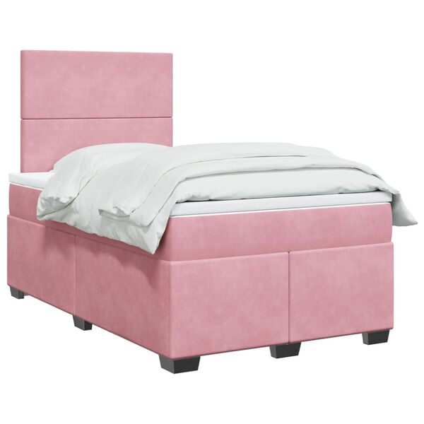 vidaXL Box Spring Bed with Mattress Pink 120x200 cm Velvet