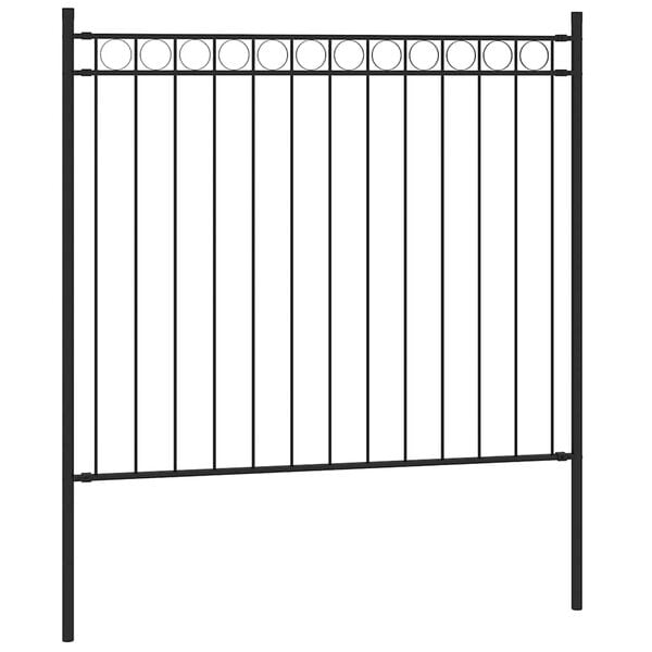 vidaXL Garden Fence Assen Steel 1.7x0.8 m Black