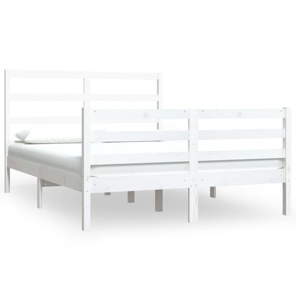 vidaXL Bed Frame without Mattress White Solid Wood Pine 140x190 cm