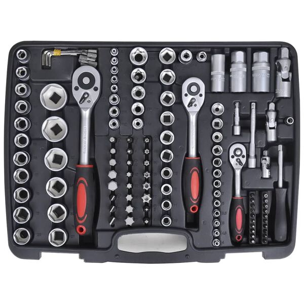 193 pcs 1/4" & 3/8" & 1/2" Drive Socket Bit Set with Ratchet Tool Set